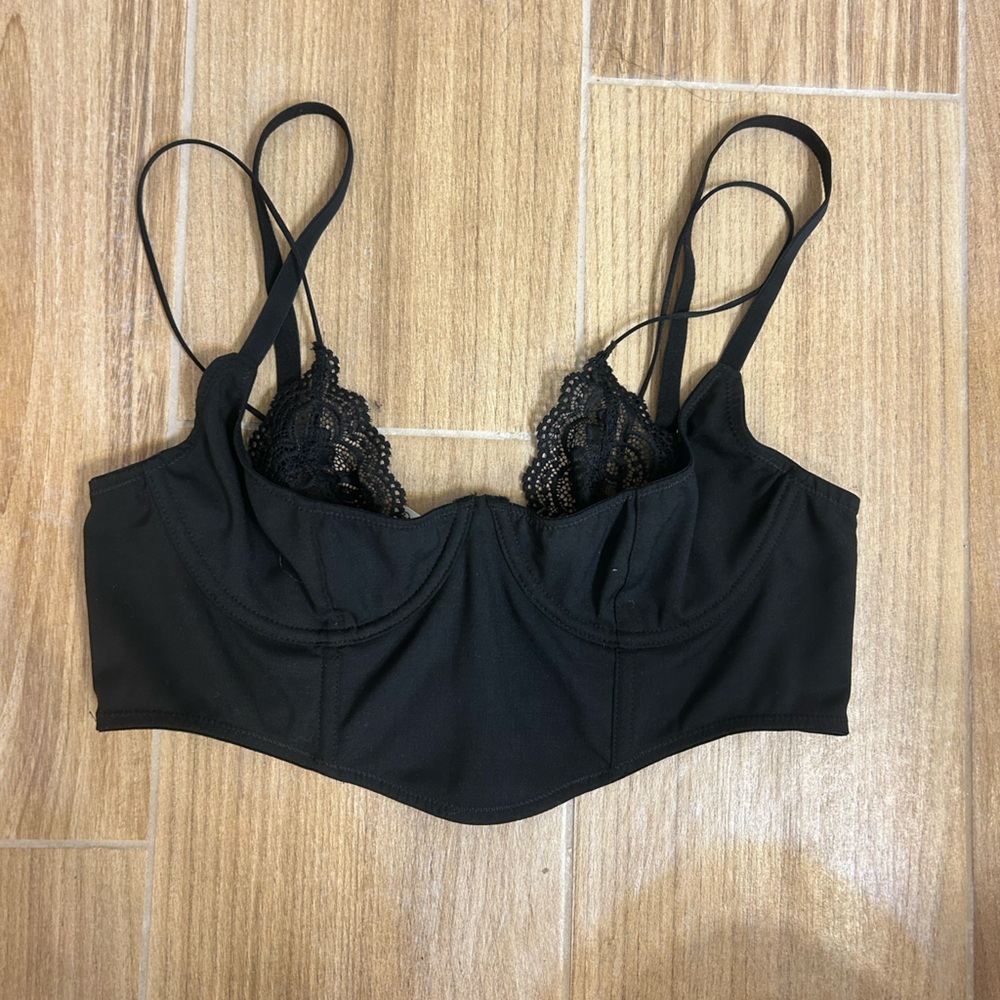 Urban Outfitters Black Lace Cropped Corset